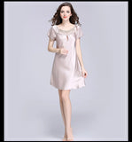 Women's Sleepwear Ice Silk Casual Silk Pajamas Women's Summer Sexy Short Sleeve Lace Pajamas Loungewear