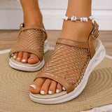 Summer New Mesh Buckle Fish Mouth   Casual Lightweight Versatile Comfortable Beach Sandals Women