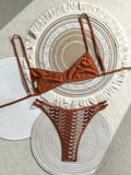 2026 Sexy Printed Crochet Bikini Female Swimsuit Women Swimwear Two-pieces Bikini Set High Leg Cut Bather Bathing Suit Swim Lady