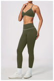 New Yoga Suit Women Color Blocked V-neck I Shape Sports Bra Fitness Clothes Summer Tight Running High Waist Leggings Tracksuit