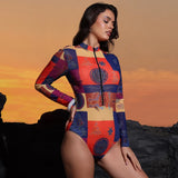 Sexy Swimwear 2026 Long Sleeved Sun Protection One Piece Swimsuit For Female's Sports Bathers Swimming Bodysuit Beach with Pants