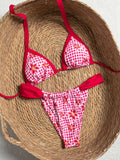 2026 Summer Women's Micro Bikini Set Floral Print Push Up Thong Bathing Suit Beachwear Sexy Halter Lace-up Swimsuit Holiday Look