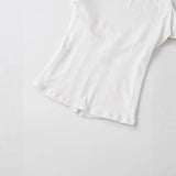 Women's Fashion Casual Short-Sleeve Round-Neck Tight-Fitting Top White Short Sleeve T Shirt Crew Neck Back Slit Casual Top P5RN