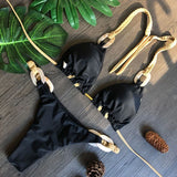 Splicing Halter Knitted Bikini Women Swimwear Female Swimsuit Two-pieces Bikini Set Brazilian Bather Bathing Suit Swim Beachwear