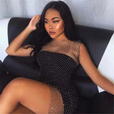 12 Colors New Sexy Mesh Diamond Crystal Turtleneck Dress Swimsuit Bikini Cover Up Nightclub Beach Cover Ups for Swimwear Women