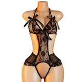 Fancy Underwear Hanging Neck Erotic Suit 18 Crotch Open Temptation Hot Crotchless Lingerie For Woman Of Desire Bold Lencerias