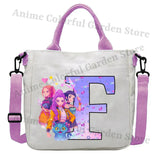 KPop Demon Hunters Canvas Shoulder Bag for Boys Girls Cartoon Letter Printed Crossbody Pouch Students Portable Fashion Handbag