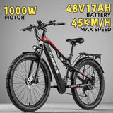 Electric Bicycle RANDRIDE YG90 1000W 48V17AH Hydraulic Brake E-bike with Full Suspension  21 Gears Shift Free Rack Electric bike