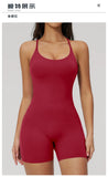 Summer New Hollow Open Back Criss Cross Yoga Jumpsuit Women Outdoor Solid Sleeveless Hip Lifting Pleate Sports Fitness Suits