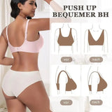 Women's Deep V Seamless Wire-Free Bra Plus Size Solid Color 3/4 Cup Thin Bra Comfortable Push-up Bra Underwear