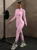 High Elasticity One-Piece Fitness Bodysuit Seamless Yoga Training Suit Butt-Lifting Zipper Design for Women's Active Wear