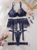 2025 Sexy Swimsuit Four Piece Set Hollow Out Mesh Lace Sheer Gathering Body Charm Bra Set Bikinis Women Bikini High Waist 5MJK