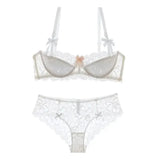 MOYISU French Romance Breathable and Comfortable Breathable Sexy Lace Not Empty Cup Bra Set Pure Desire Girl Super Beautiful