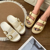 Women Platform Slippers Indoor Street Summer Shoes Solid Color Thick Sole Anti Slip Female Home Beach Slides Slip On Sandals