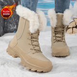 Winter Snow Boots  Women Waterproof Non-Slip Warm Northeast-Style Large Cotton Shoes, Ski , Fleece-Lined,  High-Top Cotton Boots
