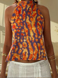 Women Halter Tops Sleeveless Backless Dots/Flower Print Summer Vest for Club Party Summer Tank Top