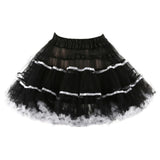 Women's Color Block Ruffled Tulle Skirts Multiple Layers Elastic High Waisted Tutu Skirt Fluffy Halloween Carnival Party Skirts
