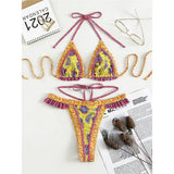 5 Colors Sexy Printed Halter Frilled Bikini Women Swimwear Female Swimsuit Two-Pieces Bikini Set Bather Bathing Suit Swim V4651