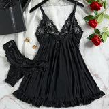Tulle Suspenders Lace V-Neck Sleepwear Underwear Semi-transparent Night Dress Women's Sexy Lingerie Nightgowns Nighties
