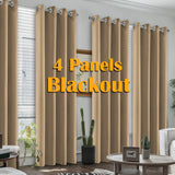 NONECN Blackout Curtains 4 Pack Heat Insulated Grommet For Bedroom Living Room