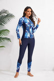 2026 Long Sleeve Zipper Surfing Swimsuit Print Pants Swimwear Women Two Pieces Diving Clothes Beachwear Bathing Swimming Suit
