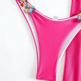 Mesh Skirt Halter Jewelled Diamond Bikini Female Swimsuit Women Swimwear Three-pieces Bikini Set Bathing Suit Swim Beachwear