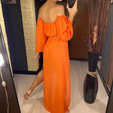 2026 Leopard Off Shoulder Long Sleeve 2 Pieces Set Beach Cover Up Cover-ups Beach Dress Beach Wear Beachwear Female Women V3728