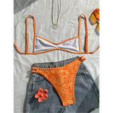 S - XL Printed Bikini Female Swimsuit Women Swimwear Two-Pieces Bikini Set High Cut Leg Brazilian Bather Bathing Suit Swim V8148