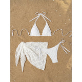 2 Colors Sexy With Sarong Halter Bikini Female Swimsuit Women Swimwear Three-Pieces Bikini Set Bather Bathing Suit Swim V6669B