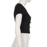 Sexy hot girl solid color short-sleeved T-shirt round neck slim basic versatile top