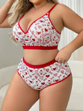 Women’s Sexy Plus Size Lingerie Set, Printed Minimizer Bra Supportive for Large Bust, Side-Smoothing Underwear