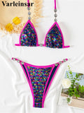 S - XL New Sequins Rhinestones Halter Bikini Female Swimsuit Women Swimwear Two-Pieces Bikini Set Bather Bathing Suit Swim V8359