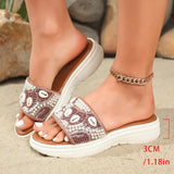 2026  New Series Flat Bottom Leaky Toe with Water Diamond Decorative Slippers Fashion and Comfortable Women's Slippers