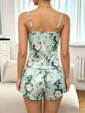 Women Pajamas Sleepwear Pajama 2pcs Set Camisole Shorts Cartoon Print Cami Top Backless Milk Silk Comfortable Pj Set Loungewear