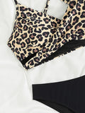 Sexy Leopard Print Cross Bikini Set 2026 Women Halter Push Up Black High Waist Swimsuit Summer Bathing Suit Two Piece Swimwear