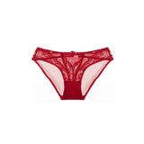French Girl Lingerie Red Thin Hollowed Half Cup Bra Set  Sexy Tushy Xmas Gift Her Desire Temptation Lace Hip Out Holiday Season