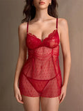 European and American lace backless sexy suspender dress thong pajamas set