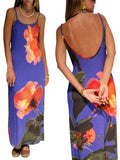Summer Tie-Dye Floral Print Backless Party Dress Women Sleeveless Spaghetti Strap Sexy Bodycon Dress for Vacation Cocktail Beach