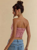 Summer women's tops sexy strappy bra tube top fishbone strappy top