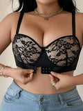 Women's New Black Bralette Pull Up With Steel Rims Brassiere Lace Comfortable Daily Plus Size Underwear A2904