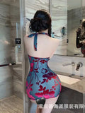 Sexy Homewear Playful Dress High-end Wrap Hip Backless Deep V Suspenders Sleeveless Hanging Neck Dress Pure Desire Charming GHHL