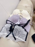 MOYISU Push Up Bra for Small Bust - French Chic Lace Bralette Set, Wireless Comfort Support Anti-Sag Underwear for Petite Women