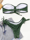 Sexy Lace Up Scrunch Butt Bandeau Bikini Female Swimsuit Women Swimwear Two-pieces Bikini Set Brazilian Bather Bathing Suit Swim