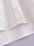 Foridol White Stripe Shirt Dress Women Autumn Spring Slit Casual Oversize Single Breasted Turn Down Collar Short Summer Dress