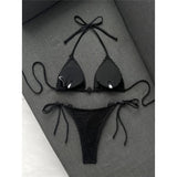 Halter Fishnet Bikini Women Swimwear Female Swimsuit Two-Pieces Bikini Set High Cut Leg Padded Bather Bathing Suit Swim V8339