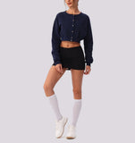 Spring Summer Button-Up Long-Sleeved Sports Jacket Outdoor Front Button Fitness Yoga Workout Coat Gym ActiveWear Top