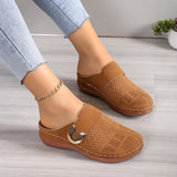 Closed Toe Med Heels Slippers Women Fashion Buckle Wedge Heel Sandals Woman 2025 Summer Lightweight Casual Non-Slip Beach Shoes