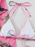 3 Pieces Printed Halter String Bikini 2026 Women & Kimono Swimwear Female Swimsuit Beachwear Bathers Bathing Swimming Swim Suit