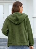 Phantasy Woman Hooded Fleece Coat Womens Casual Jacket Soft Heavy Autumn Winter Solid Hooded Jacket Ladies Outwear Overcoat