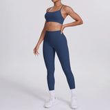 Women's Seamless Yoga Set Cross Back Sports Bra & High Waist Booty Lifting Yoga Leggings Gym Running Fitness Workout Outfit